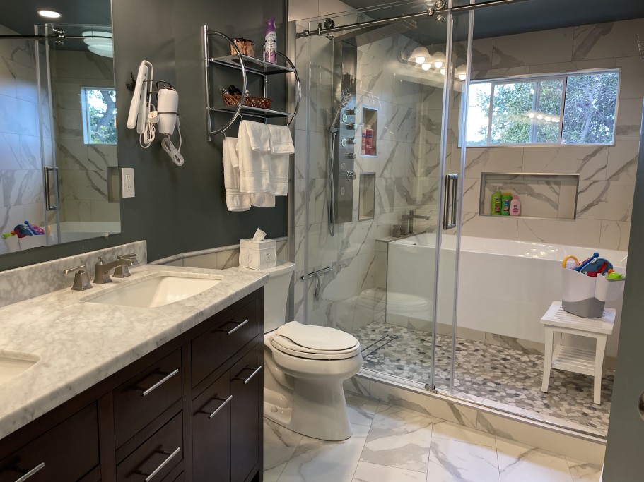 Bathroom with Shower, 6' long tub and double vanity