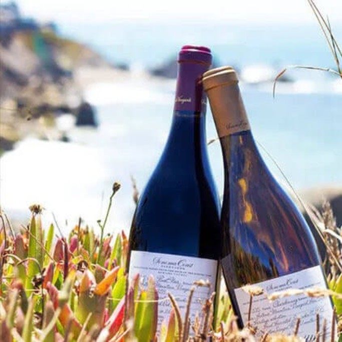 Bodega Bay Ocean Sonoma Coast Red & White Wine Bottles