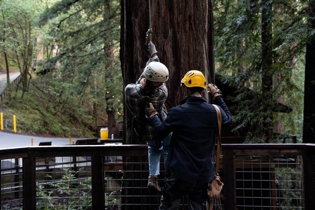 Descending from ziplines - Photo by Russian River Media