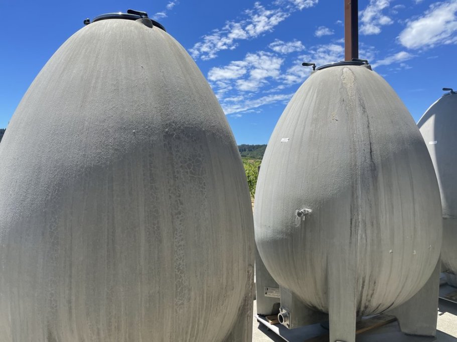 Taste wine from a cement egg