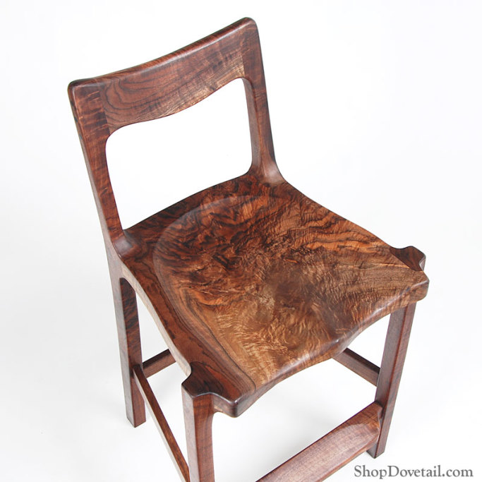 Claro Walnut Stool - Handmade custom wood stool in spectacular walnut.