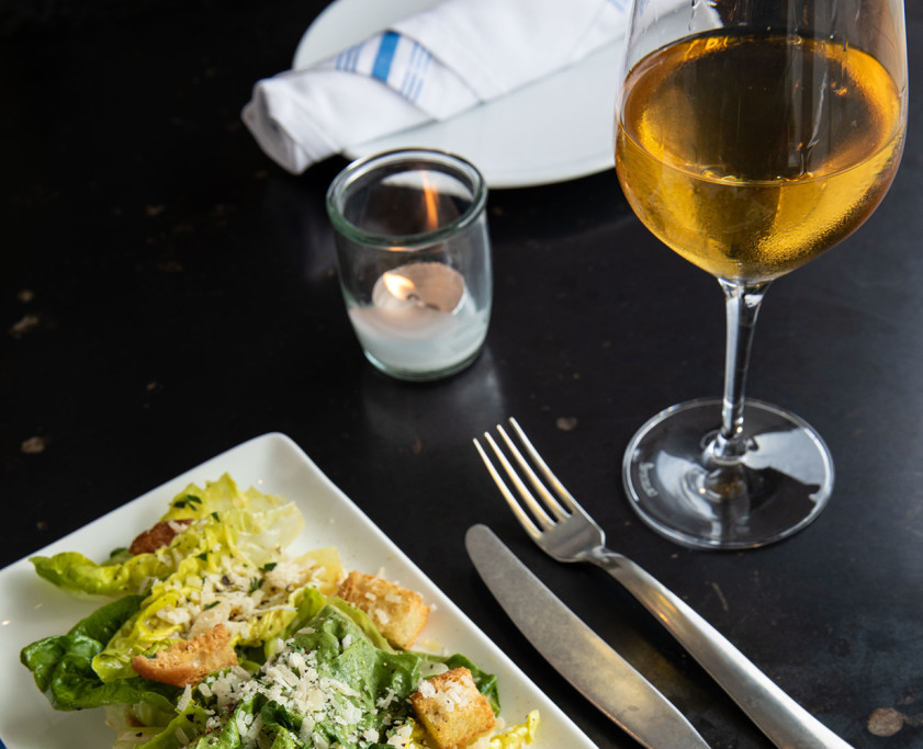 Wine and salad