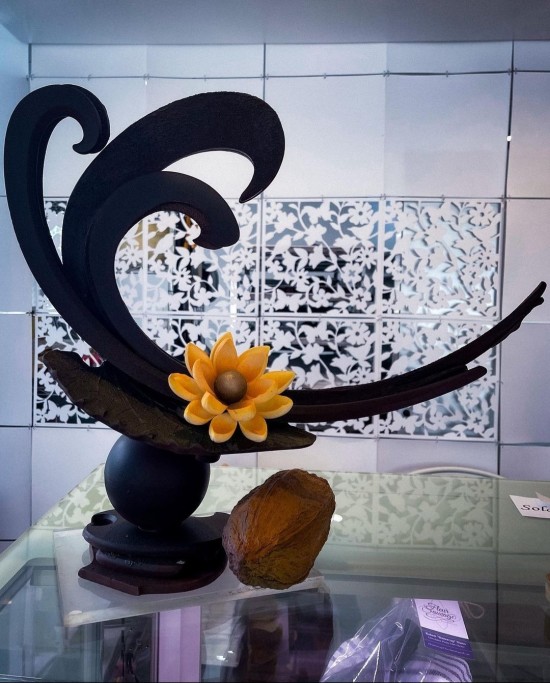 Fleur Sauvage Chocolate sculpture by Chef Buttercup, Chocolate Art Display, Chocolate Shop