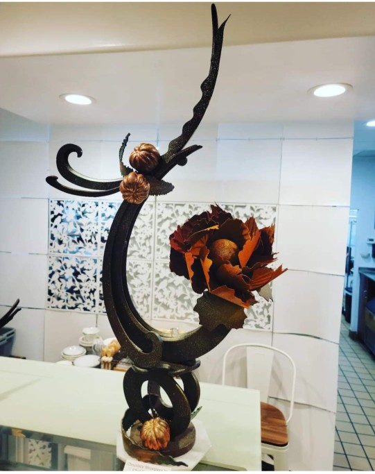 Fall Chocolate Showpiece, Thanksgiving Chocolate Art, Fall Chocolate Sculpture, Chef Robert Nieto