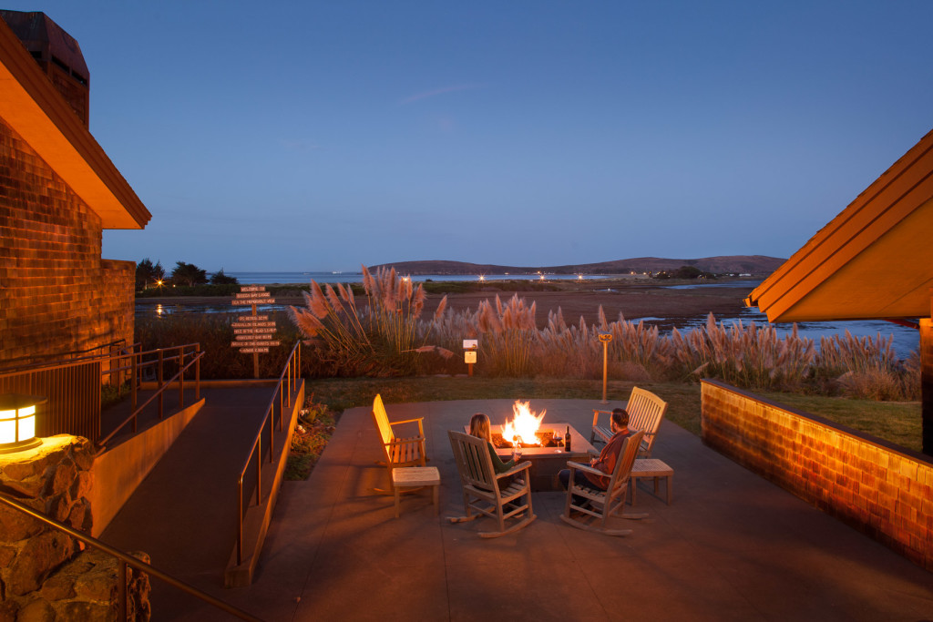 The Lodge at Bodega Bay Fireside Lounge Exterior Fire Pit Seating Bay View