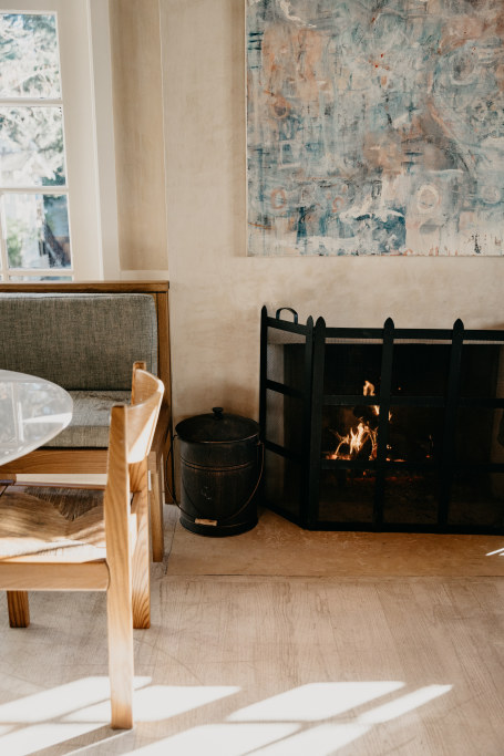 Cozy up near the fireplace at The Lodge