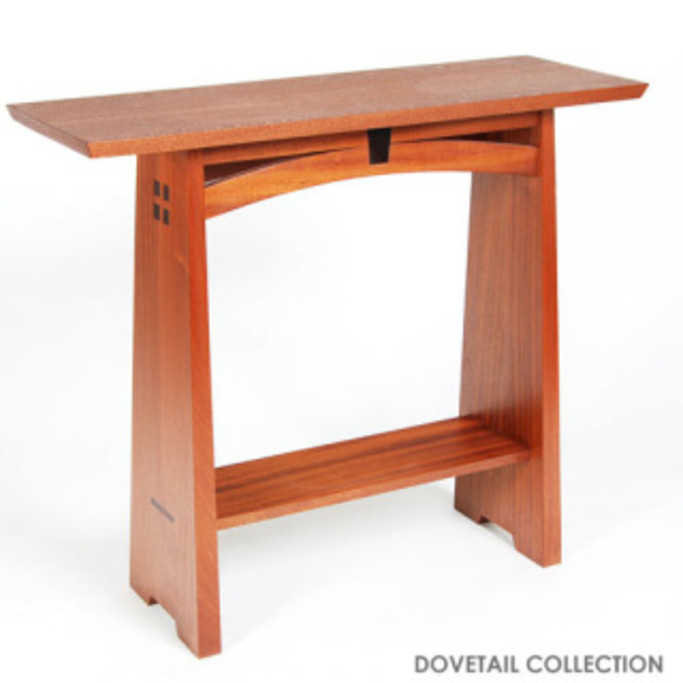 Keystone Entry Table - Arts and Crafts inspired handmade wood entry table, featuring sapele and wenge woods.
