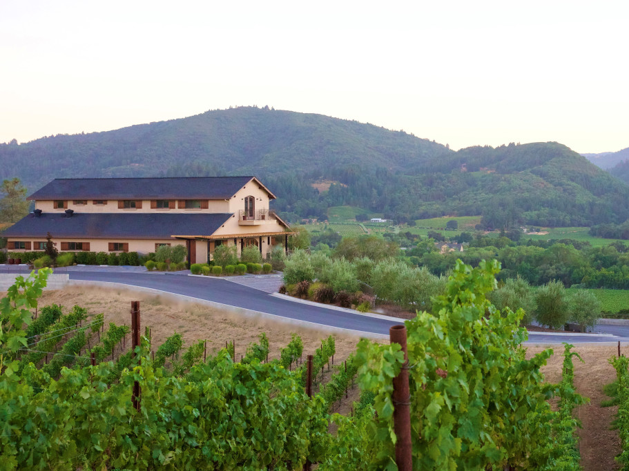 View of our tasting room overlooking Dry Creek Valley