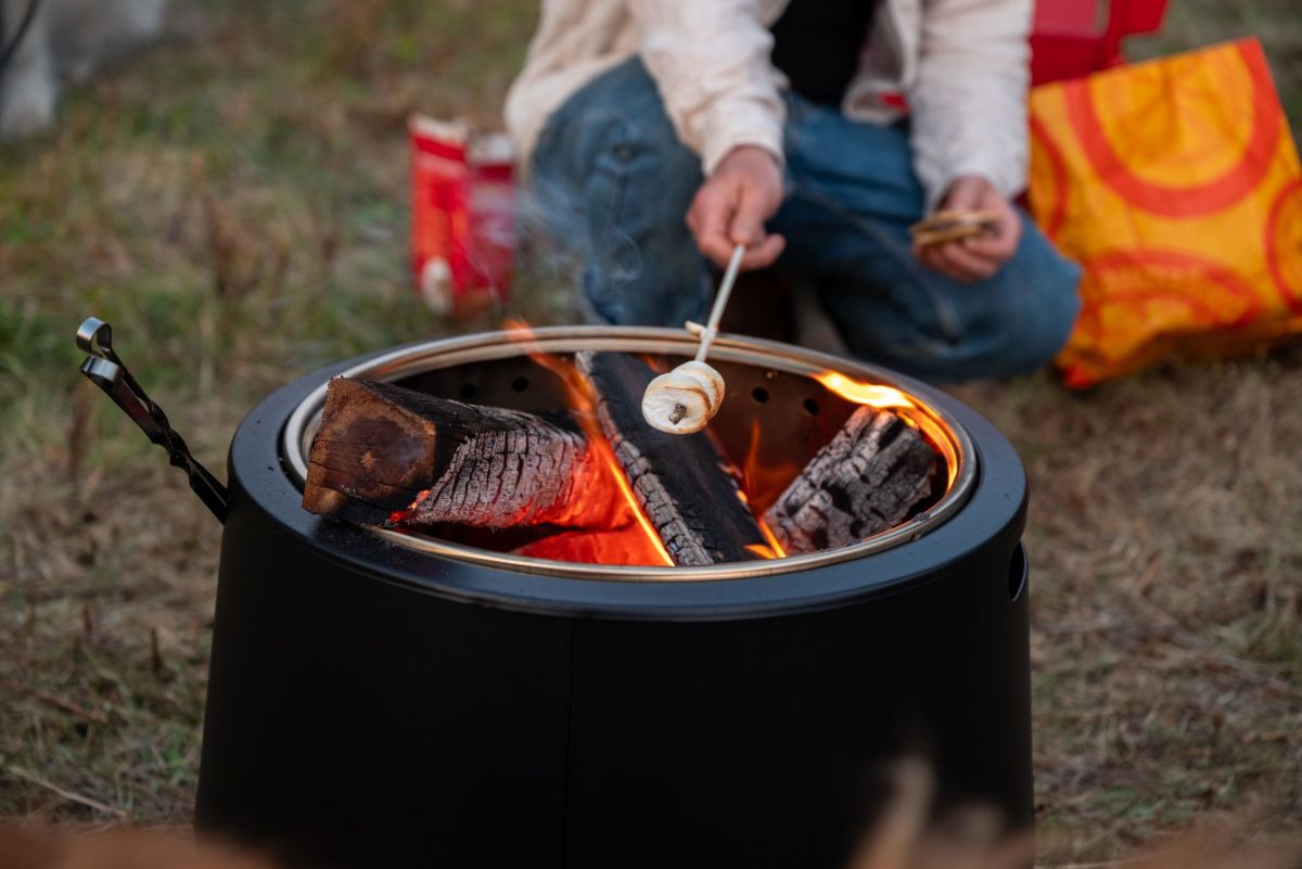 Evening at the private fire pit. Guests can enjoy guided stargazing and roast marshmallows under dark Maine skies.