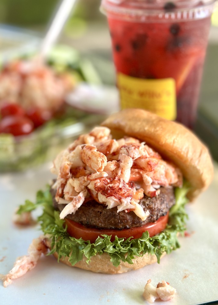 4 ounces of off-the-boat Maine lobster salad on top of 6 ounces of certified beef (offered 4th of July - Labor Day while supplies last)
