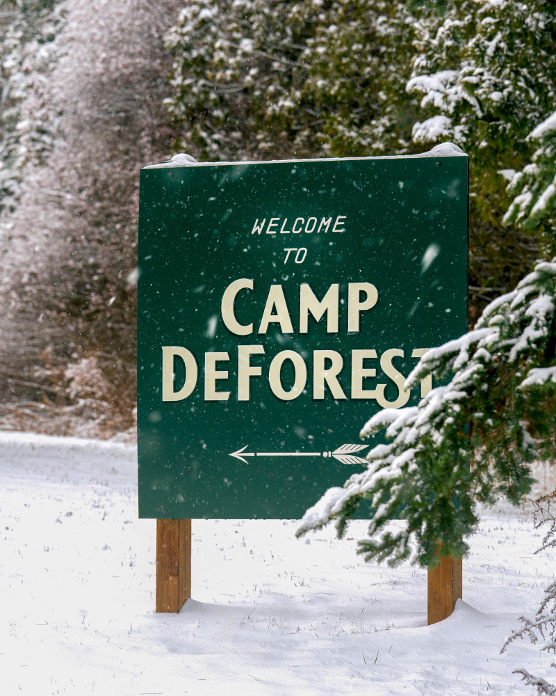 Snow Falling at Camp DeForest