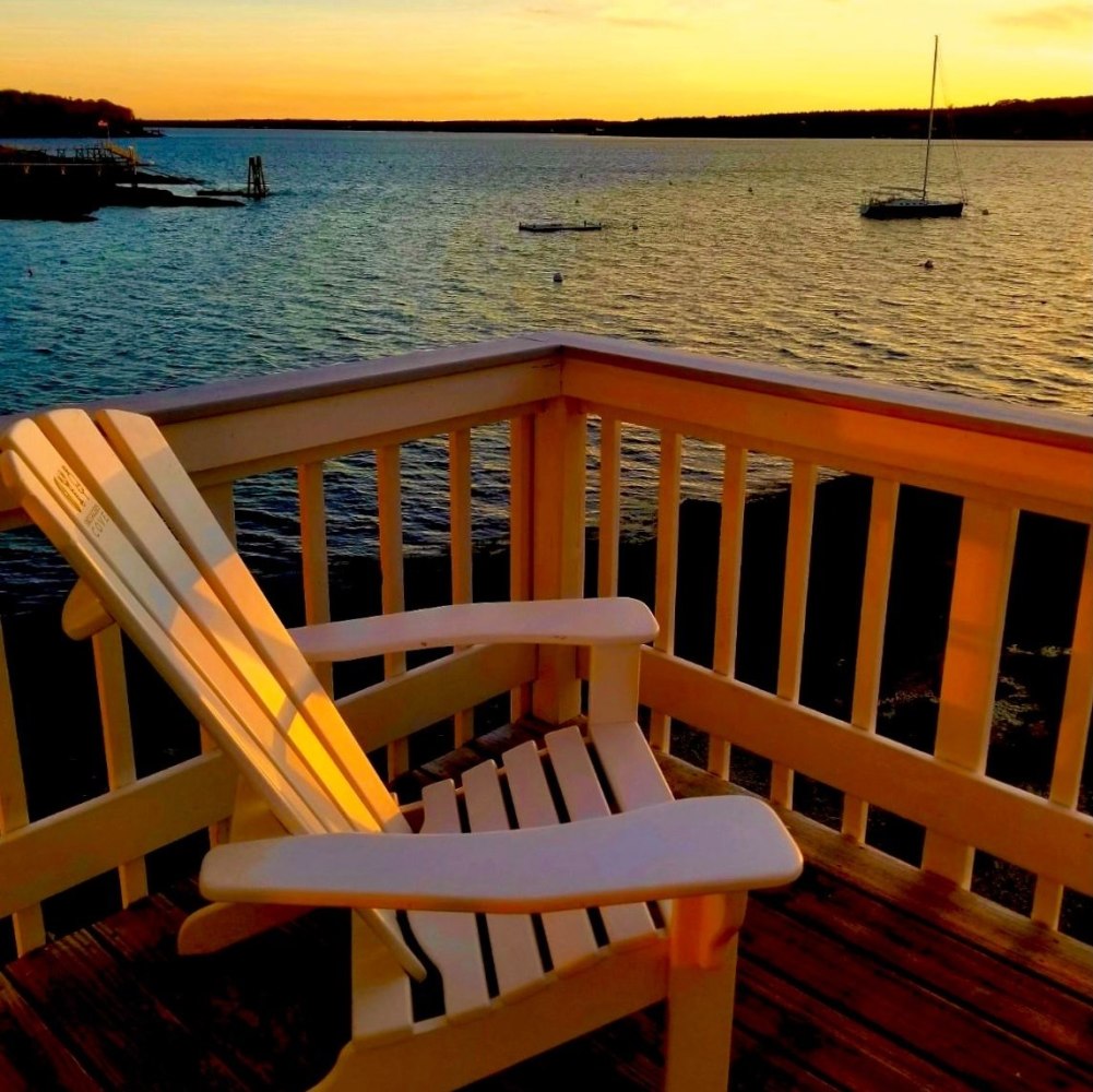 Waterfront room view of Linekin Bay sunset