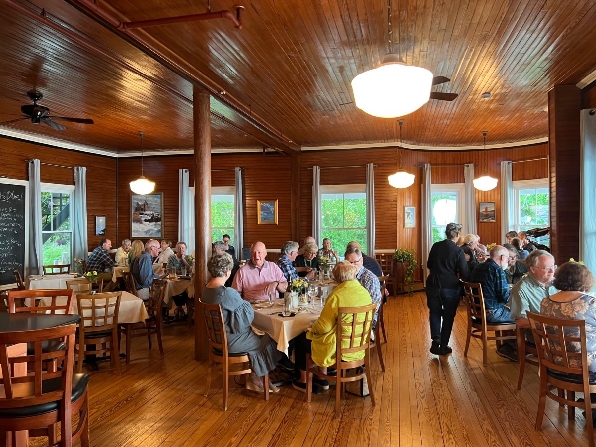 The Inn's restaurant, BLUE, is a lovely spot for dinner.