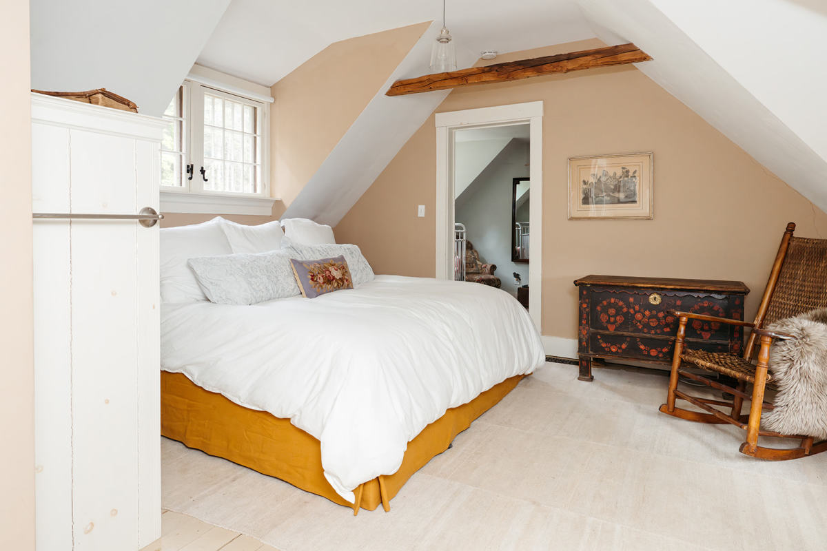 Partial view of the primary bedroom at Three Sisters Farm