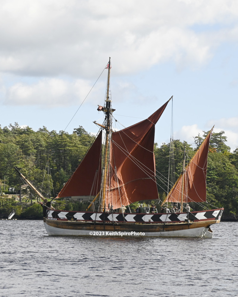 Sailing Virginia, Maine's First Ship with tan bark sails