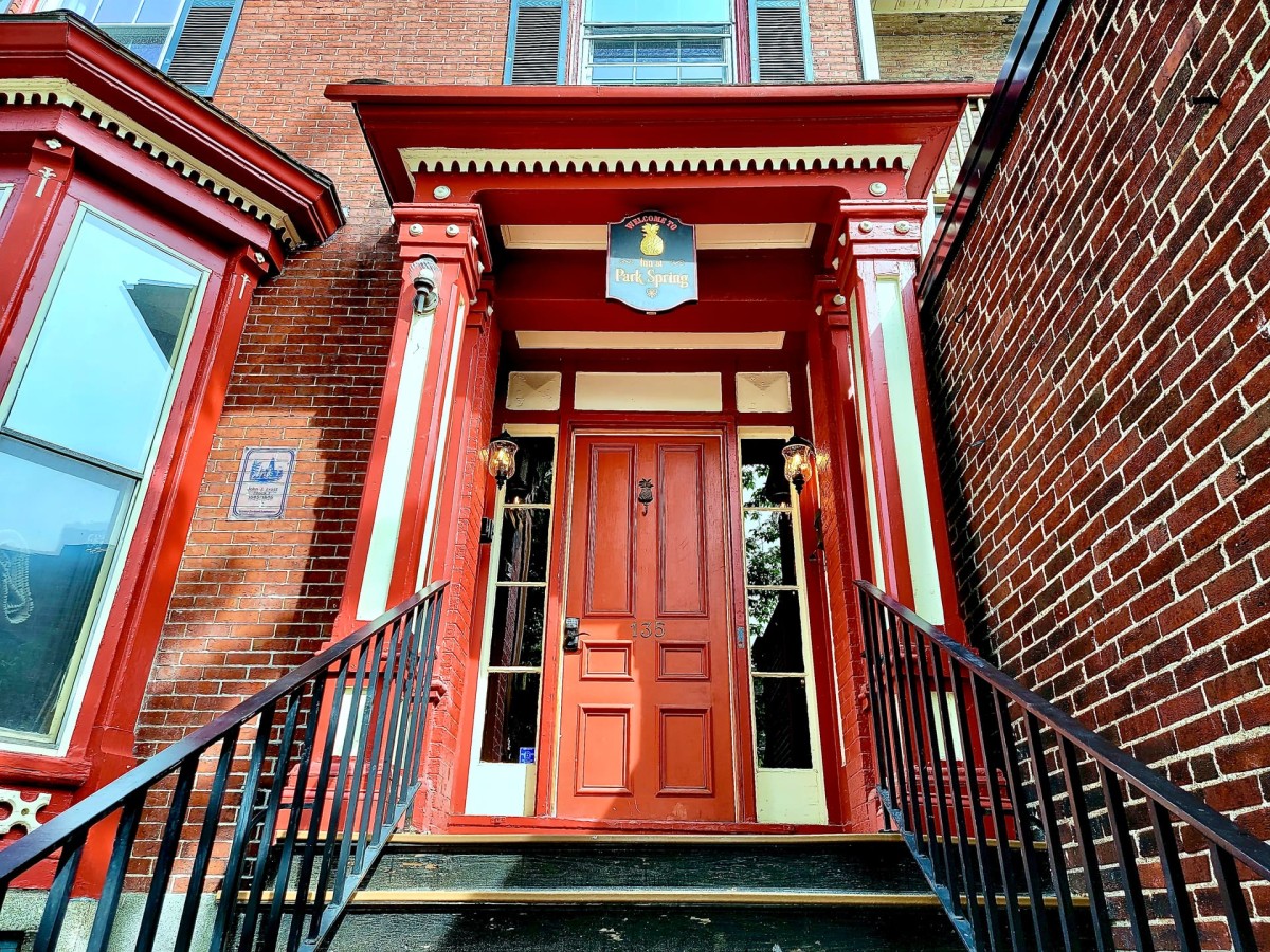 Exterior entrance of The Parkspring Inn in Portland, Maine