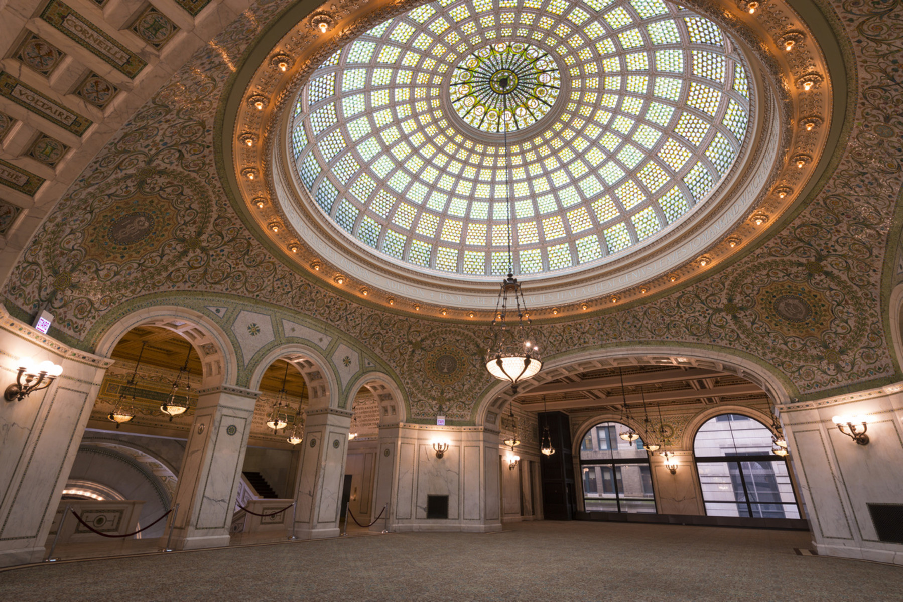 Preston Bradley Hall and Tiffany dome inside the Chicago Cultural Center