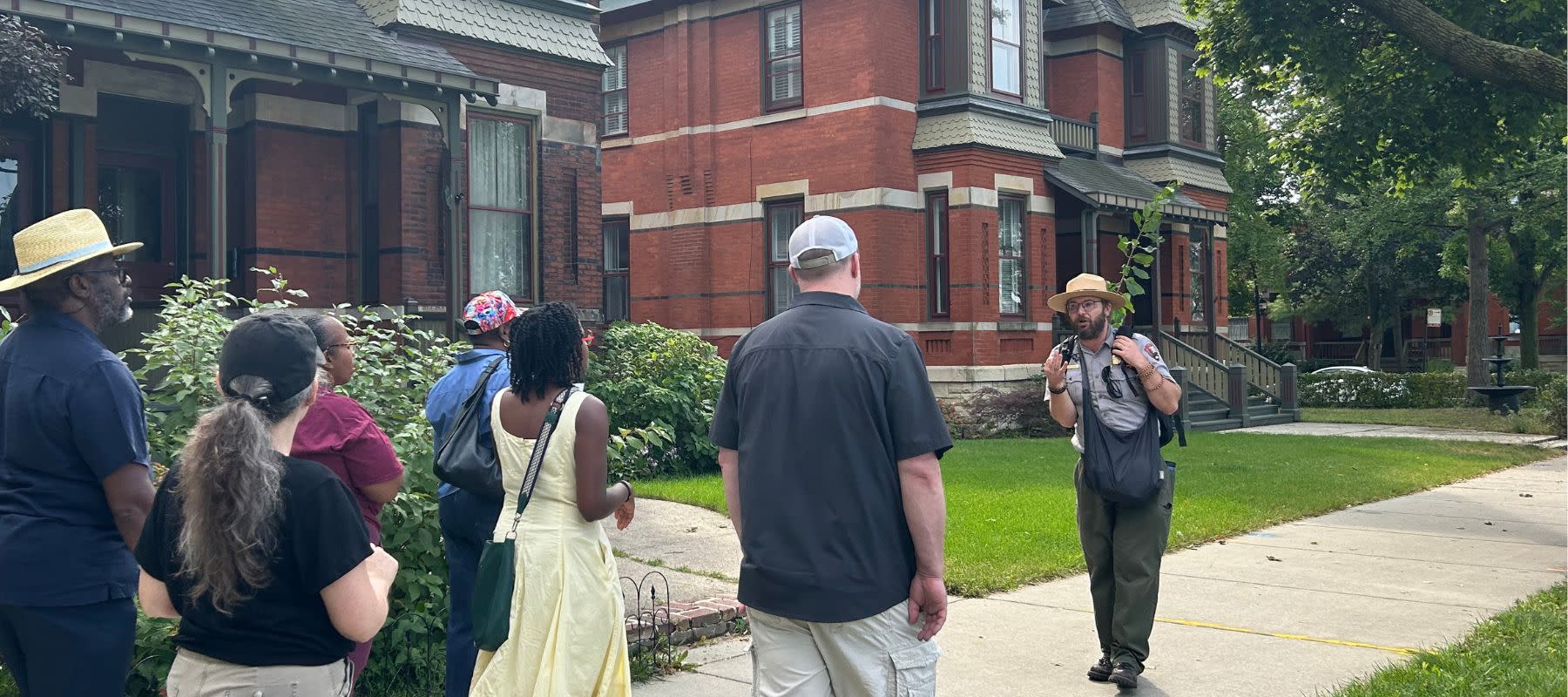 A ranger leads a tour at Pullman National Historical Park