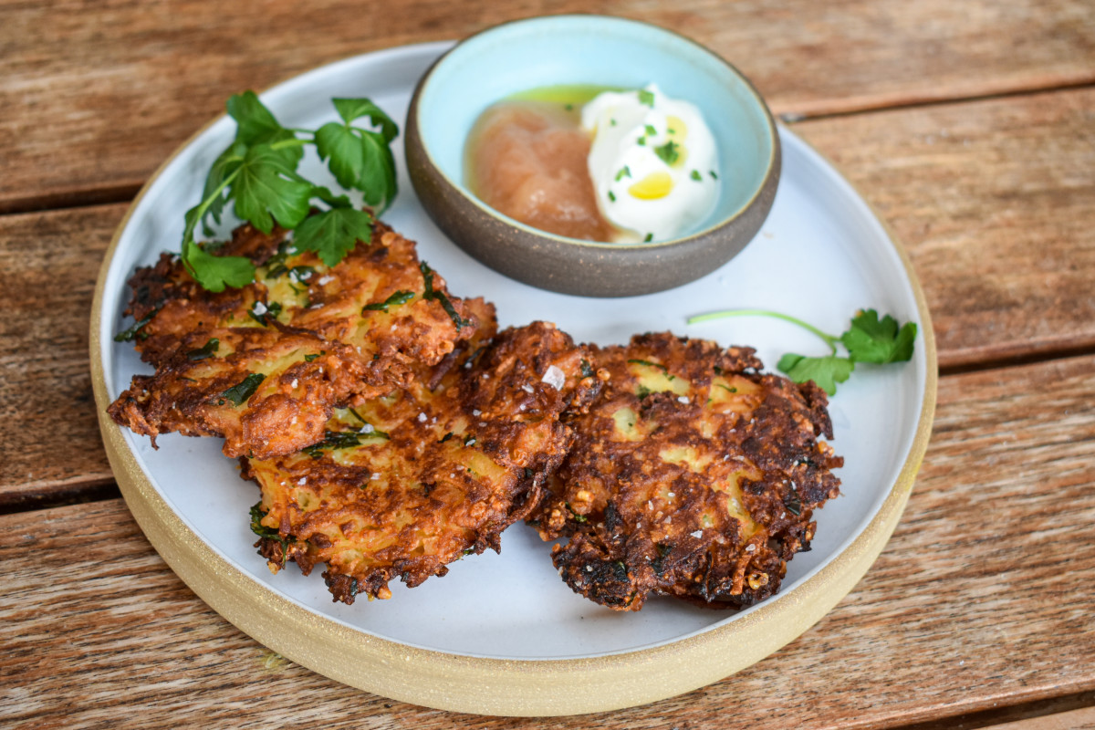 Potato, Parmesan & Brussels Sprout Latkes