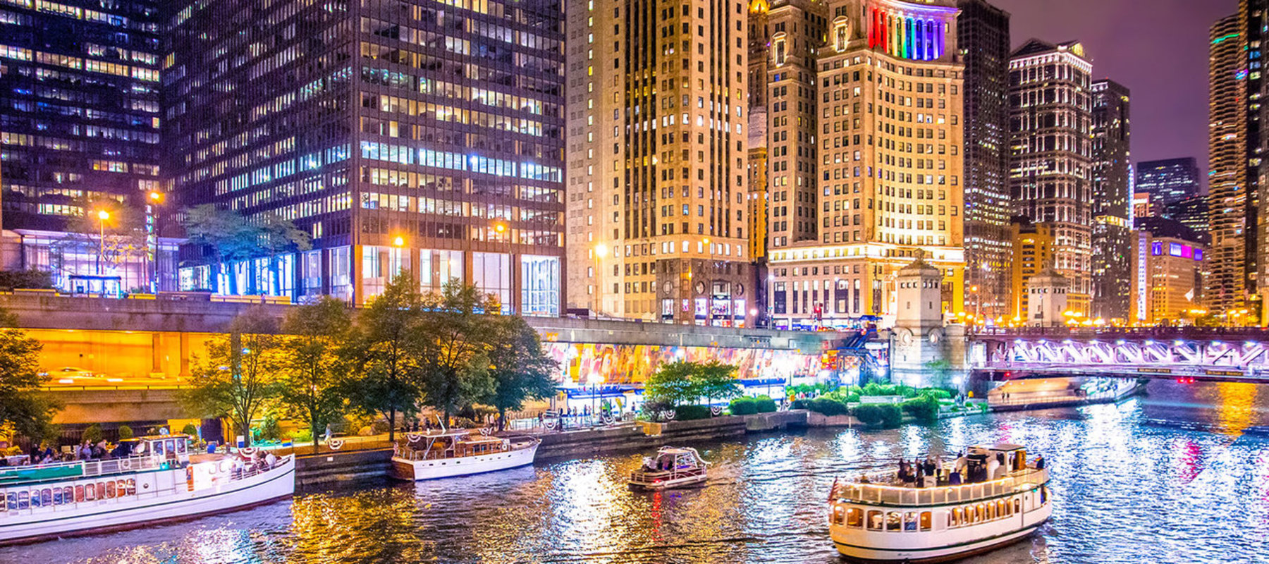Chicago Riverwalk at Night - Chicago Loop