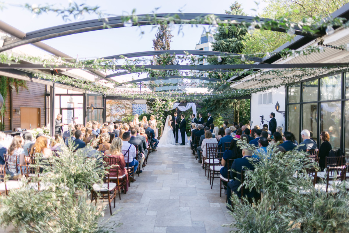 La Pergola Wedding Ceremony Roof Retracted (Photo Credit - Tim Tab Studios)