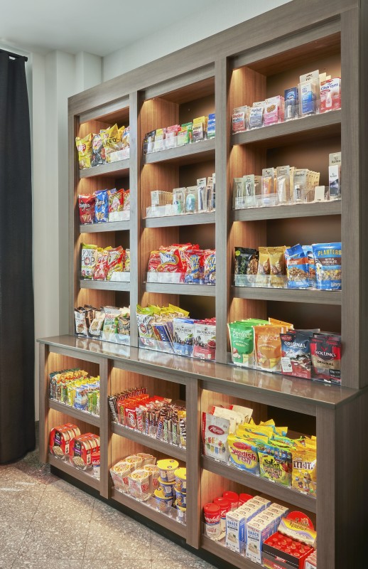Our 24-hour H Market offers grab-and-go snacks and groceries