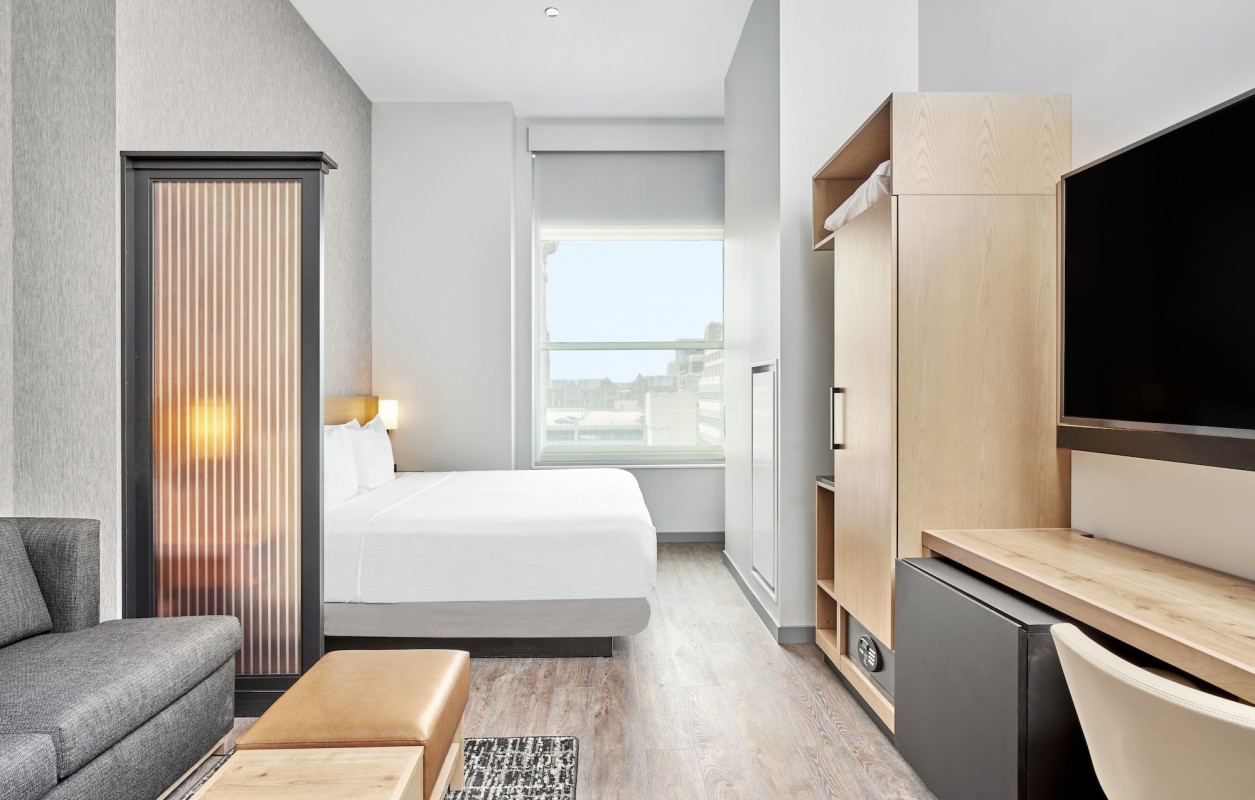 Functional in-room workspace ideal for business and extended stays