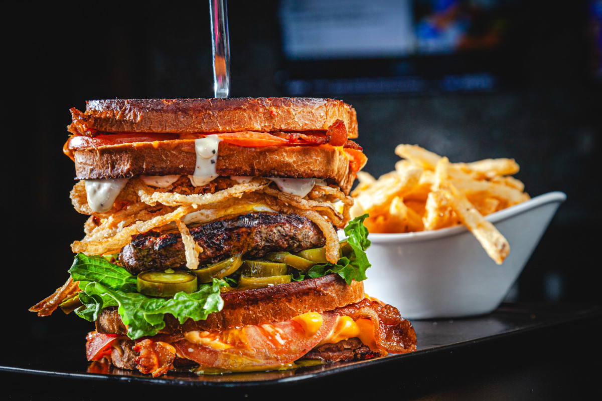 The Fatpour Burger - A burger with two grilled cheese sandwiches as buns