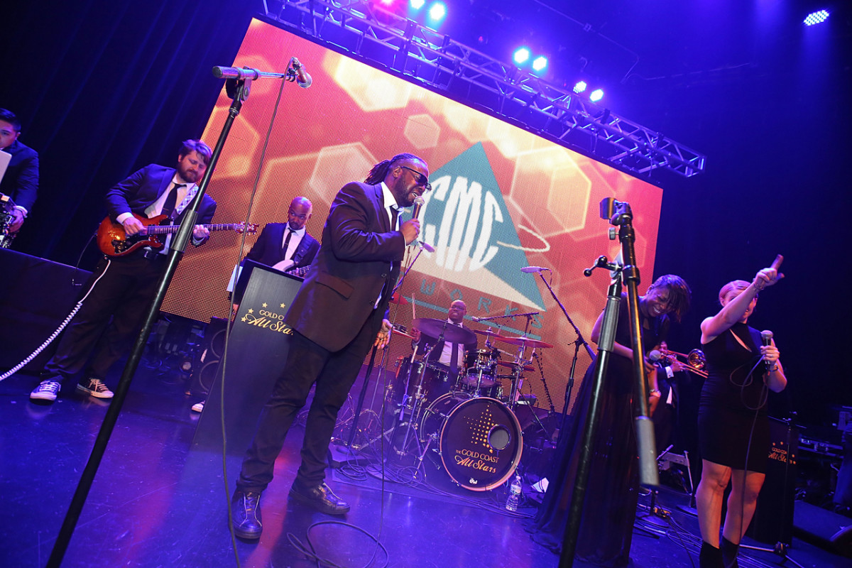 Band on stage with LED Screen