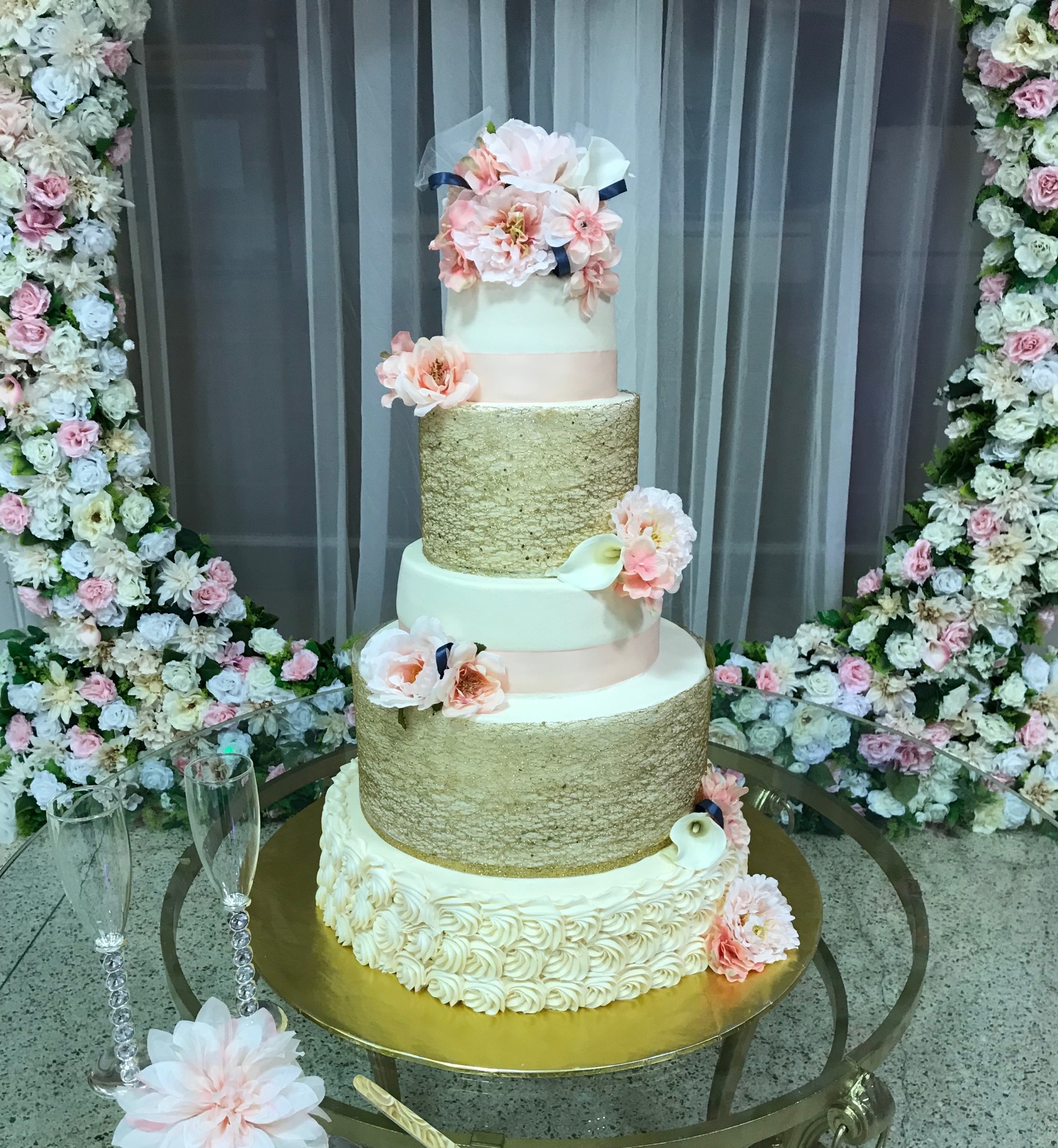 Pink & Gold Wedding Cake