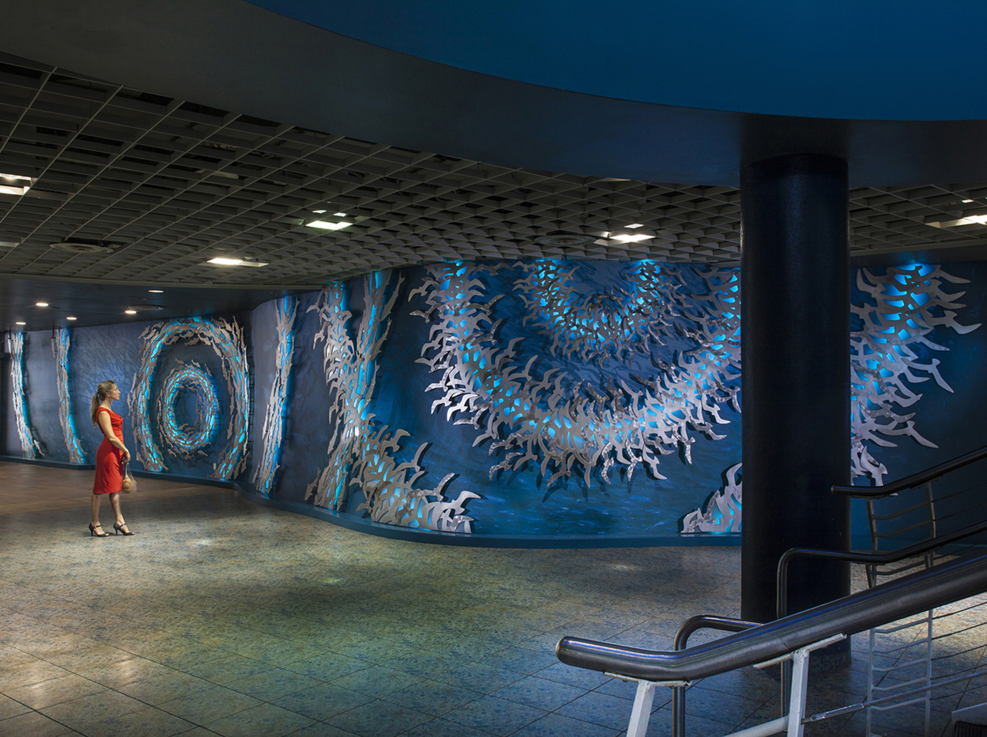 Ripples of Life, a 70' installation for the Florida Aquarium's lobby that doubles as a donor wall