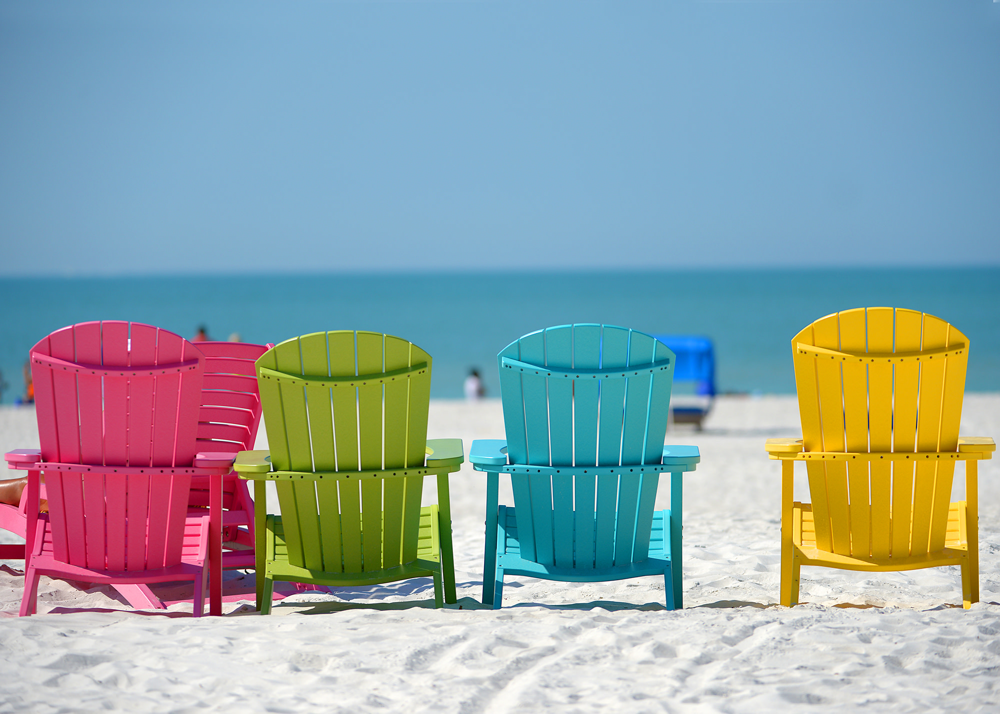Colorful 100% Recycled Beach Chairs Free for our Guests' Use