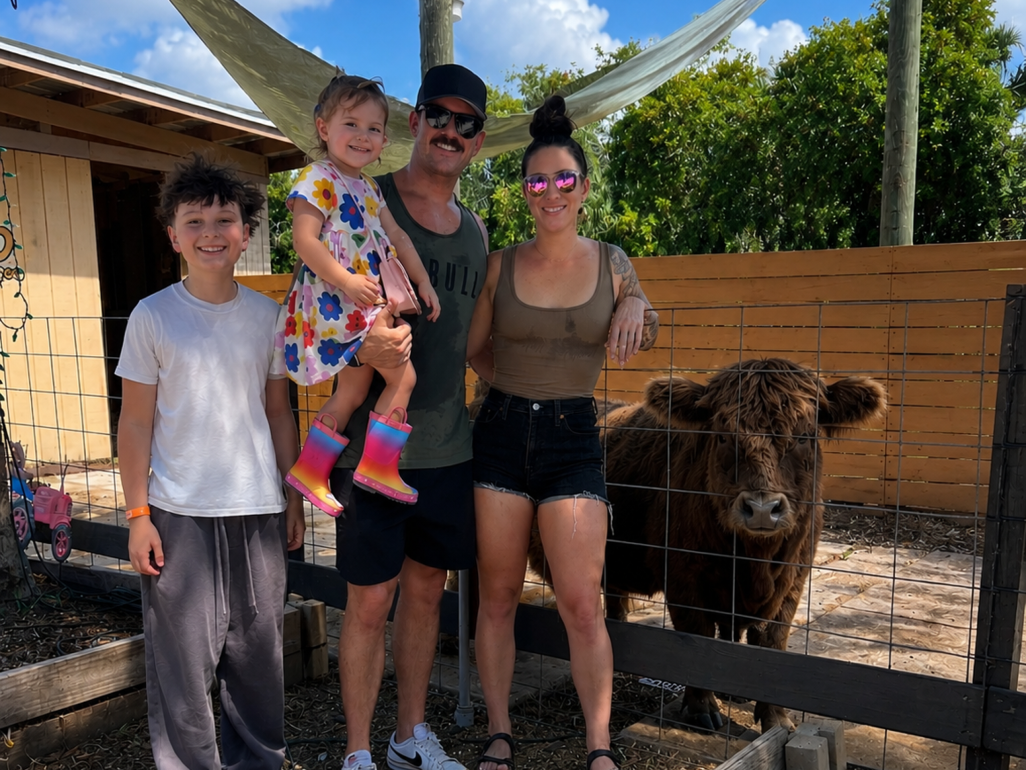 DK Farms family with mini cow