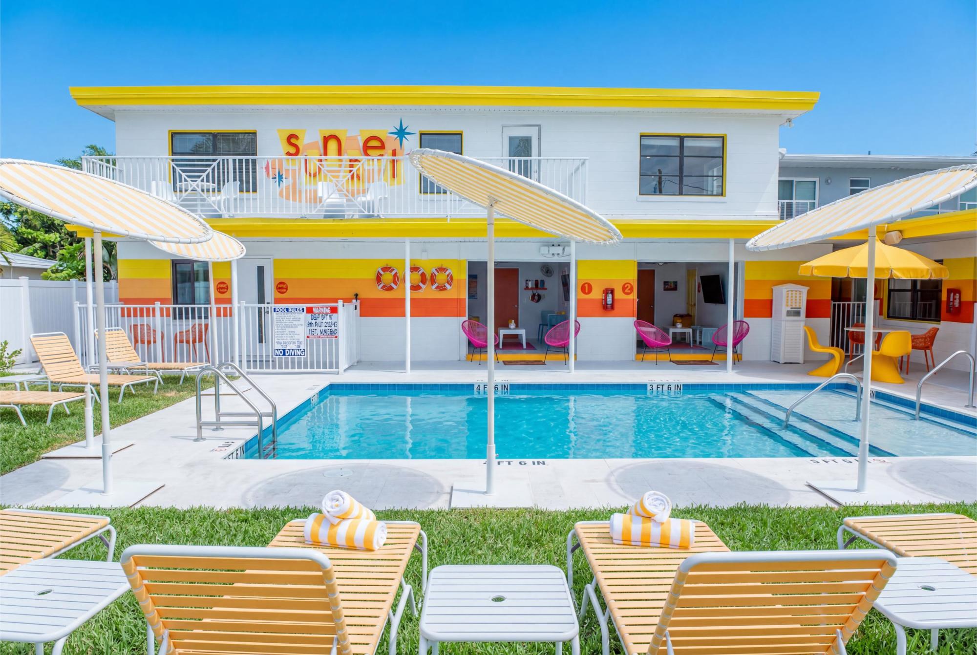 Pool area and lounge chairs