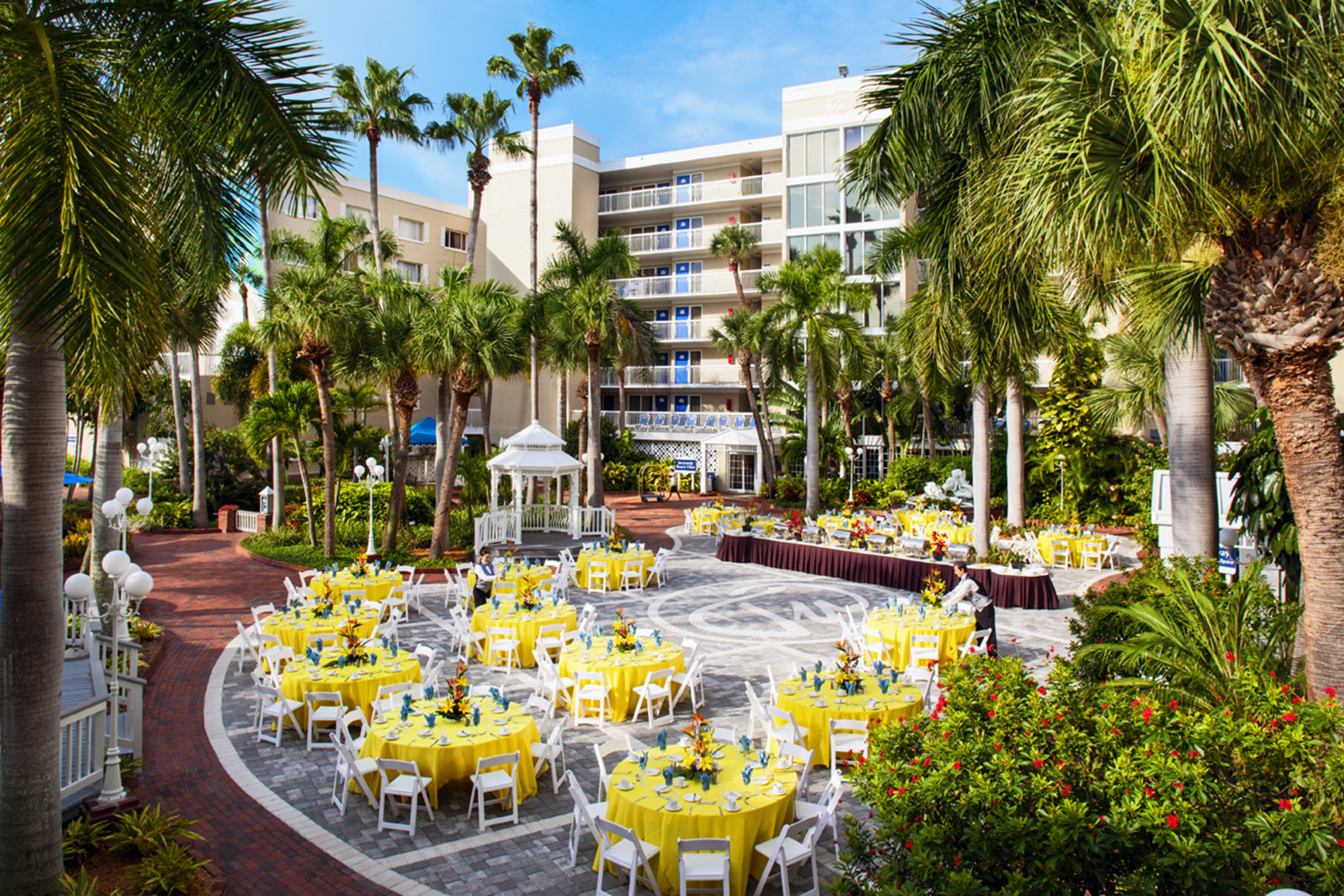 The Garden Courtyard offers a perfect venue for outdoor luncheons and evening receptions.