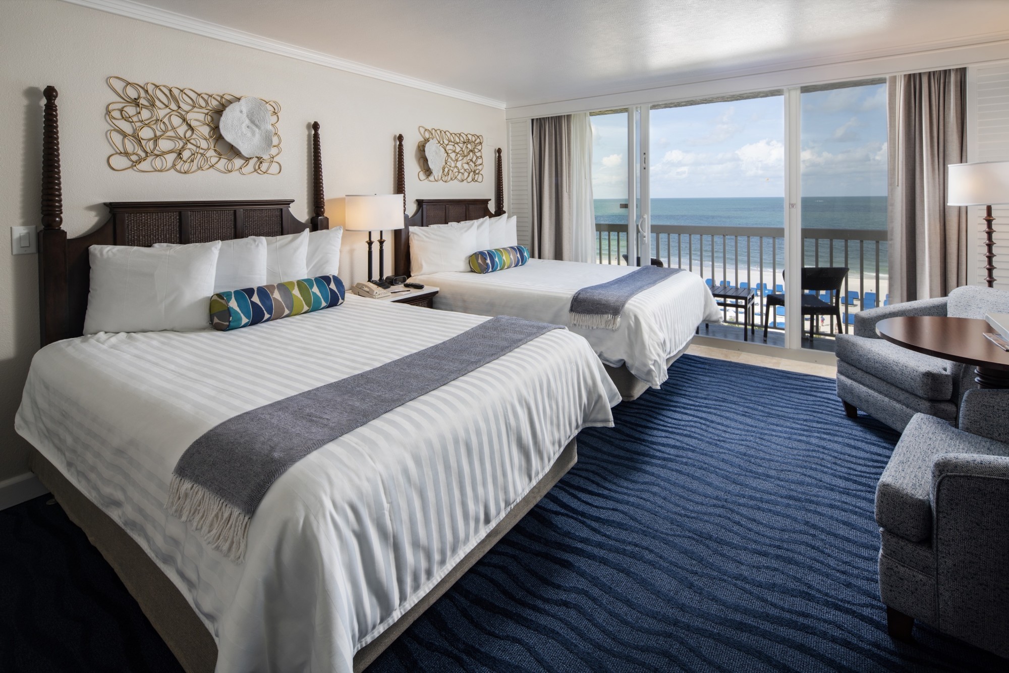Newly renovated Gulf Front Hotel Rooms offer amazing views of the Gulf of Mexico.