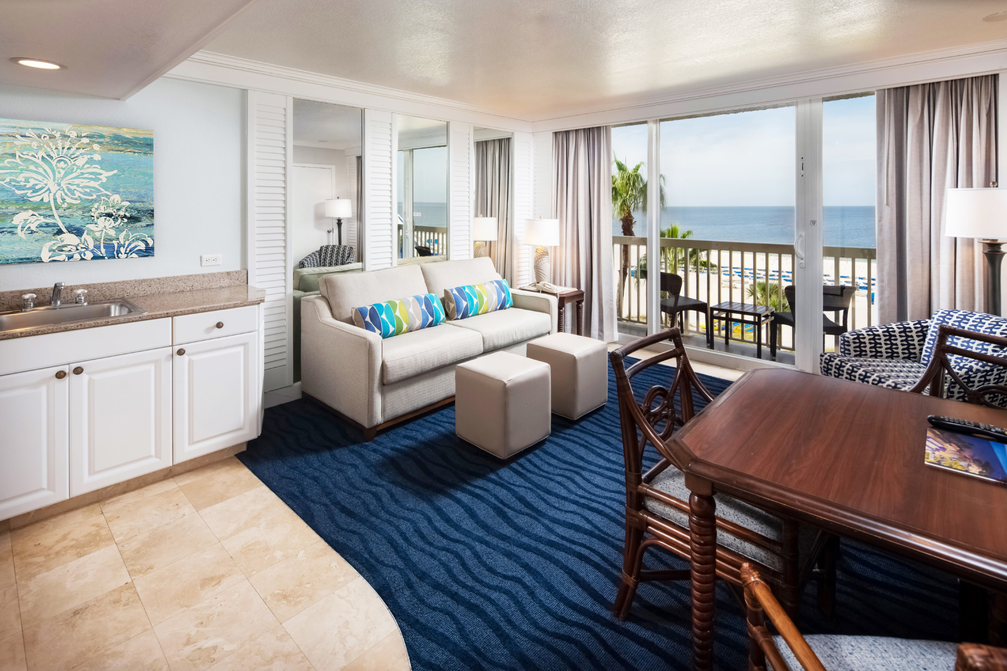 Enjoy expansive views of the Gulf of Mexico from our newly renovated Gulf Front Suite Balcony.