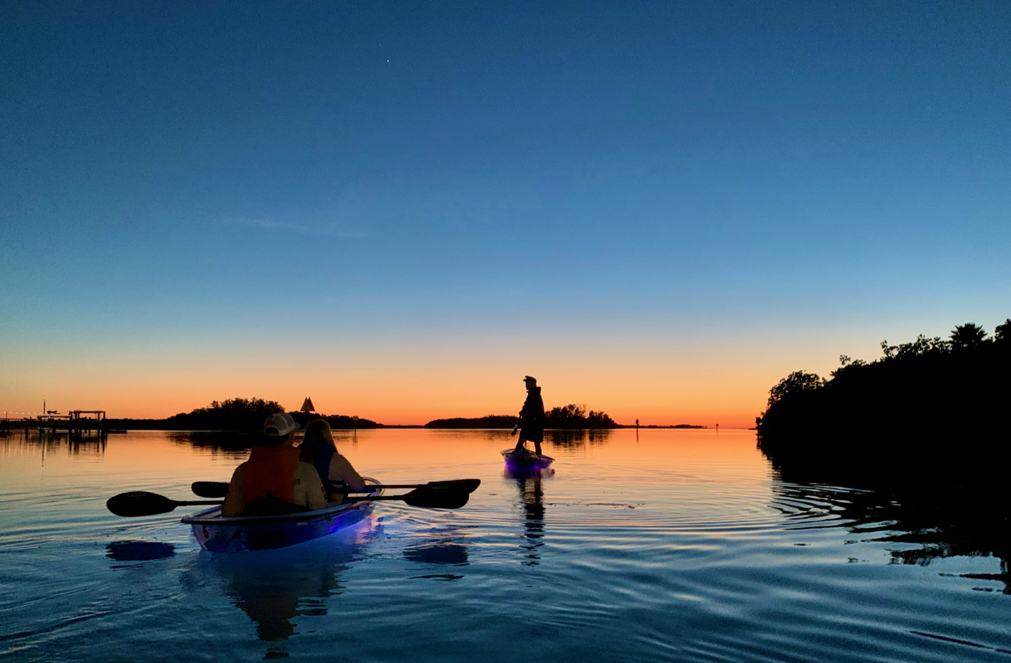 See the sunset from your clear kayak