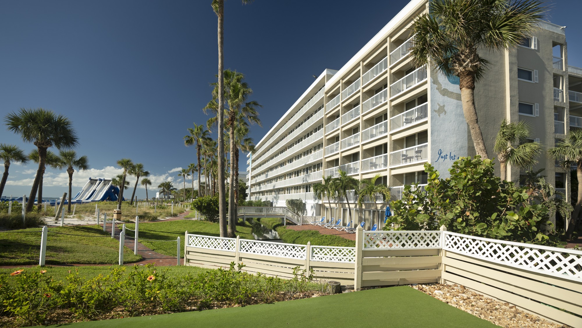 Enjoy a relaxing walk along the path at Island Grand