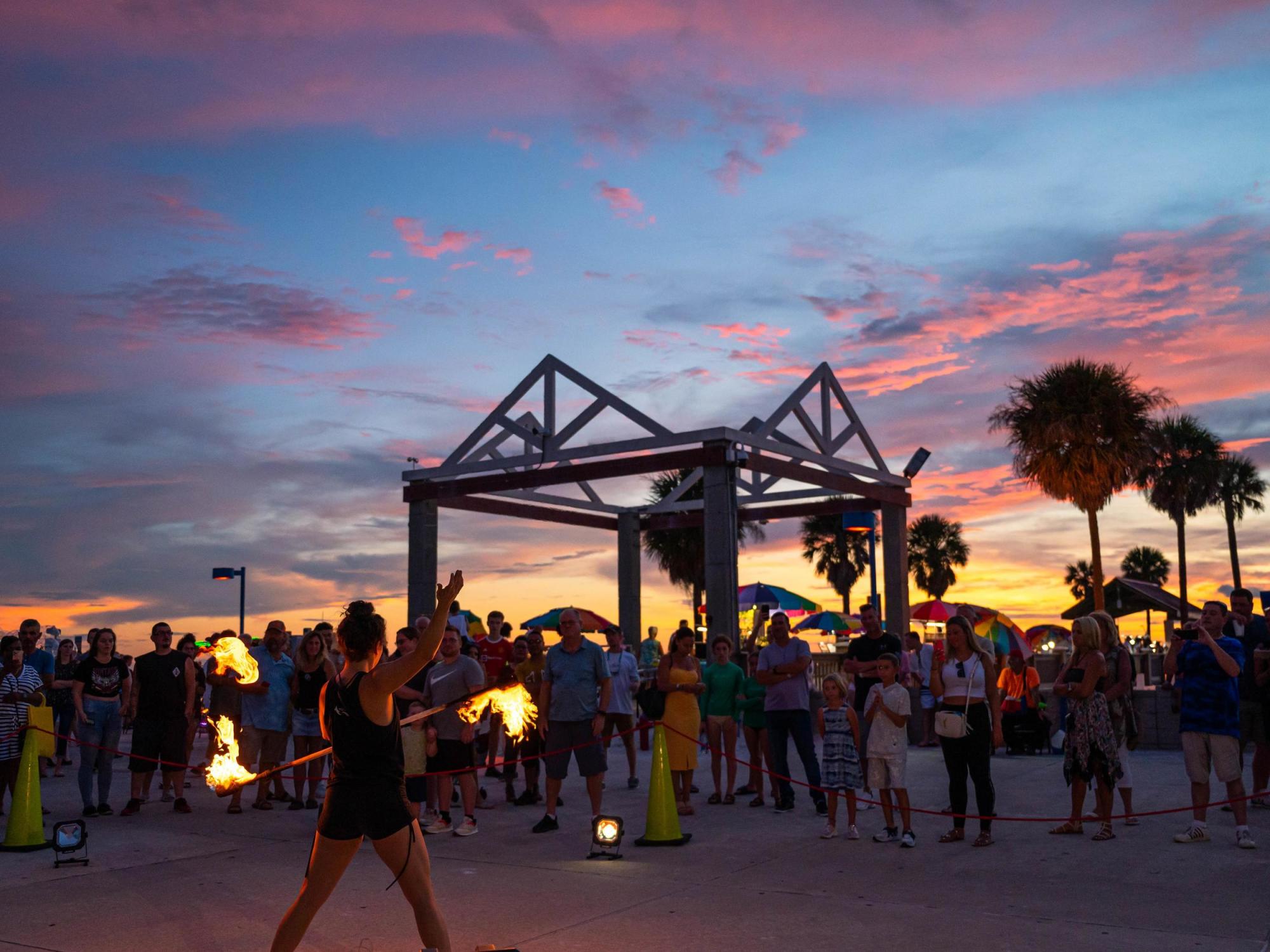 Fire juggler at Sunsets at Pier 60 in Clearwater Beach