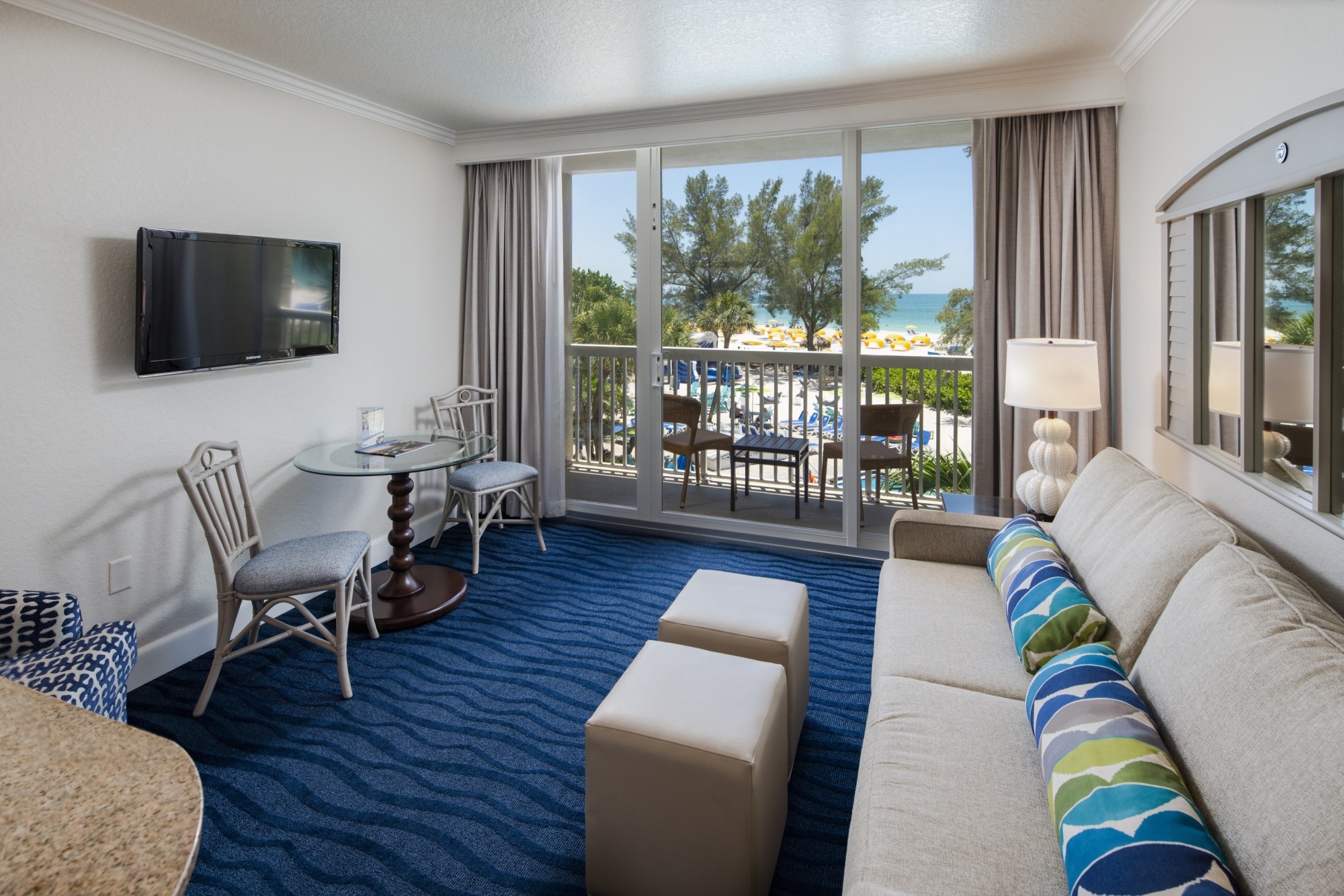 Enjoy expansive views from the newly added balconies in our Gulf Front Suites.
