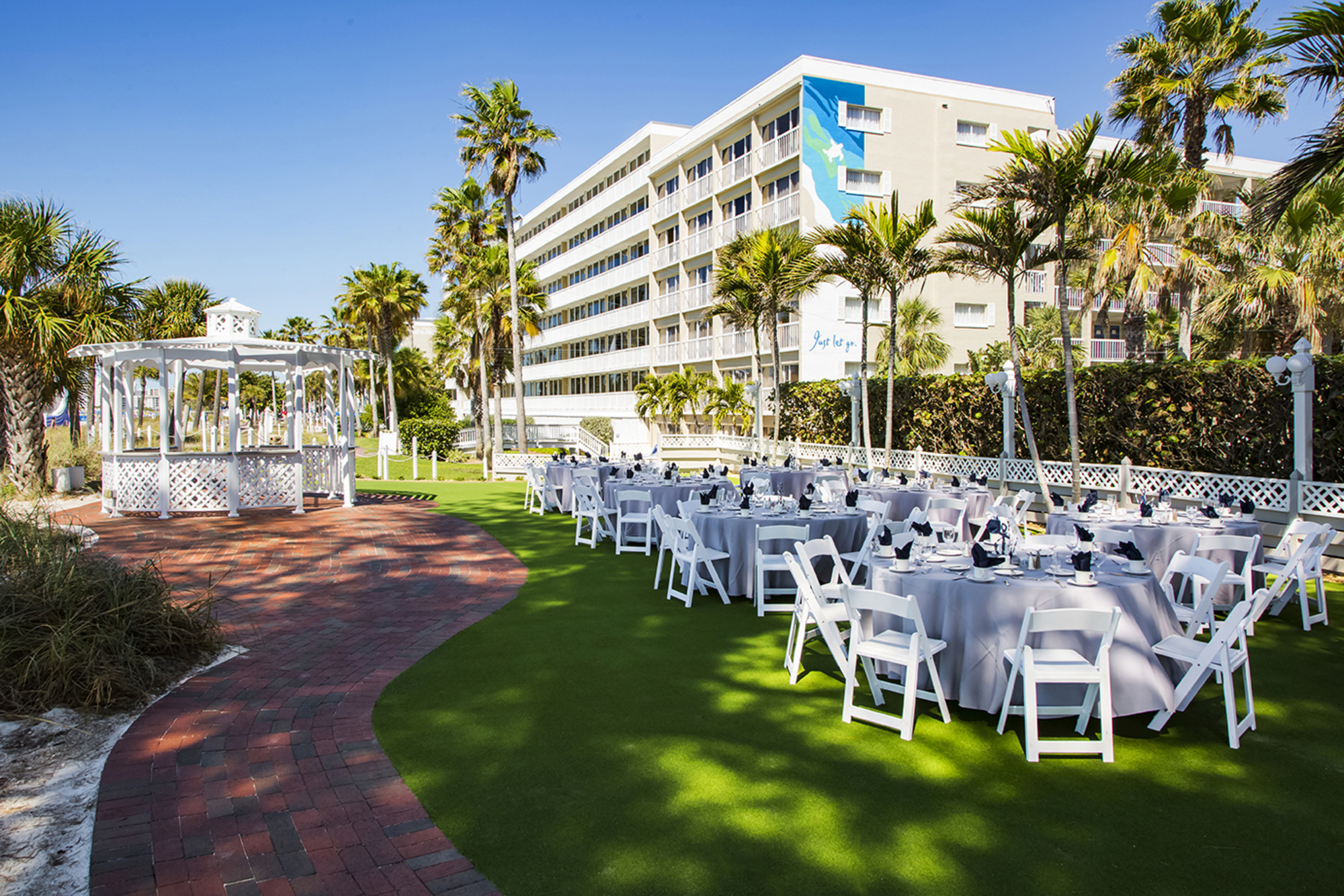 South Beach Lawn stares out into the Gulf of Mexico, the perfect place for evening sunset receptions
