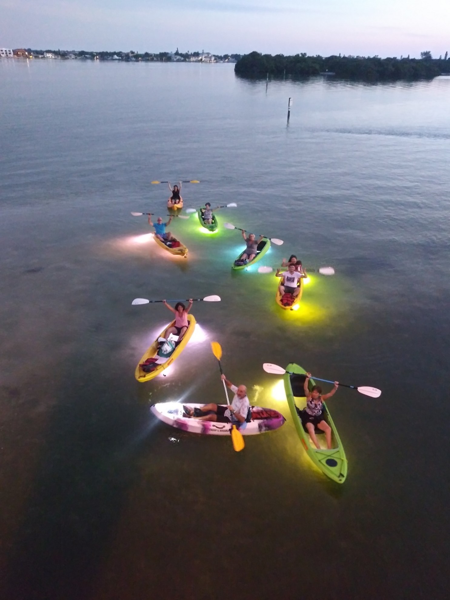 Glass Bottom Kayak LED illuminated Sunset to Night Tour