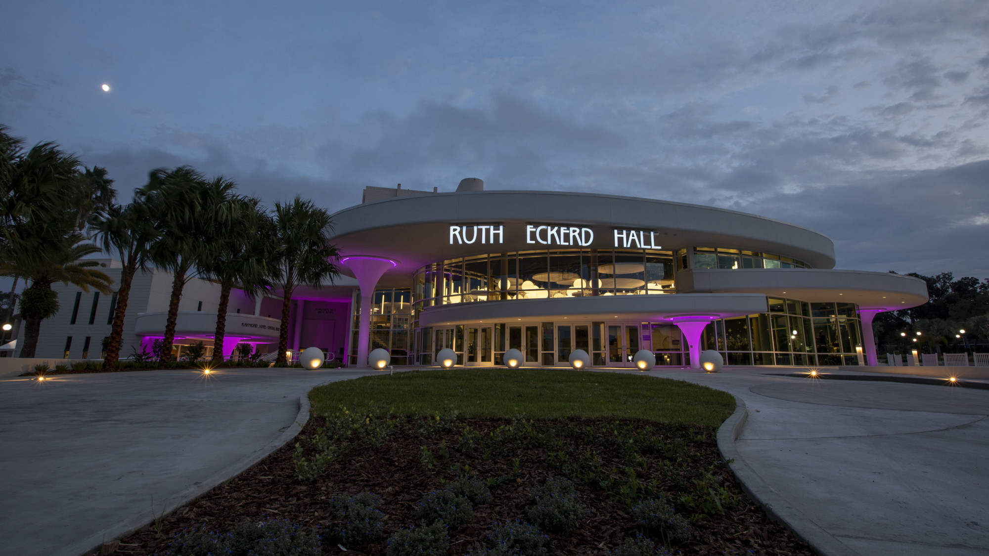 Ruth Eckerd Hall Exterior at twilight