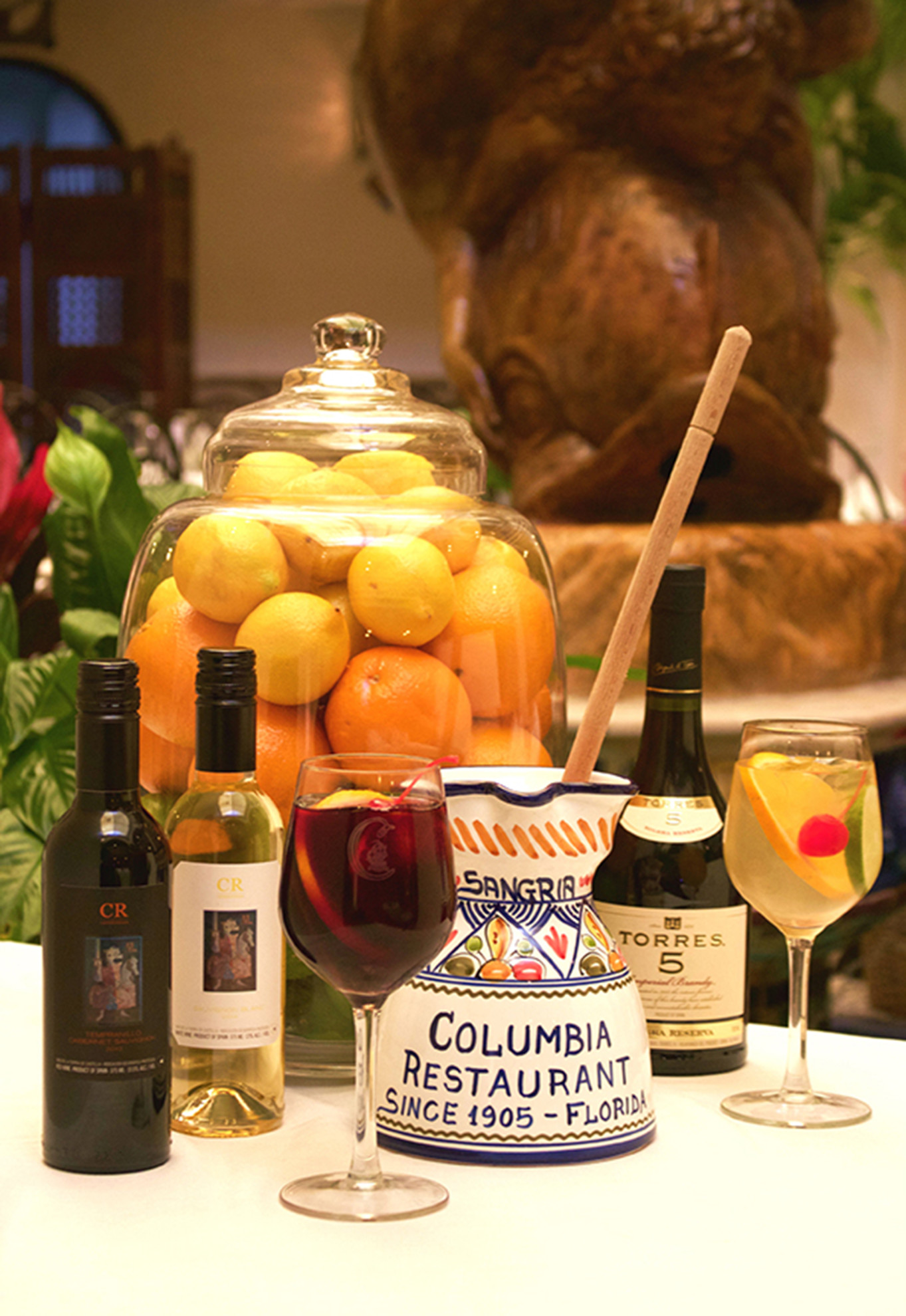 Relax with an ice cold pitcher of sangria or mojitos, or sample a fine Spanish wine.