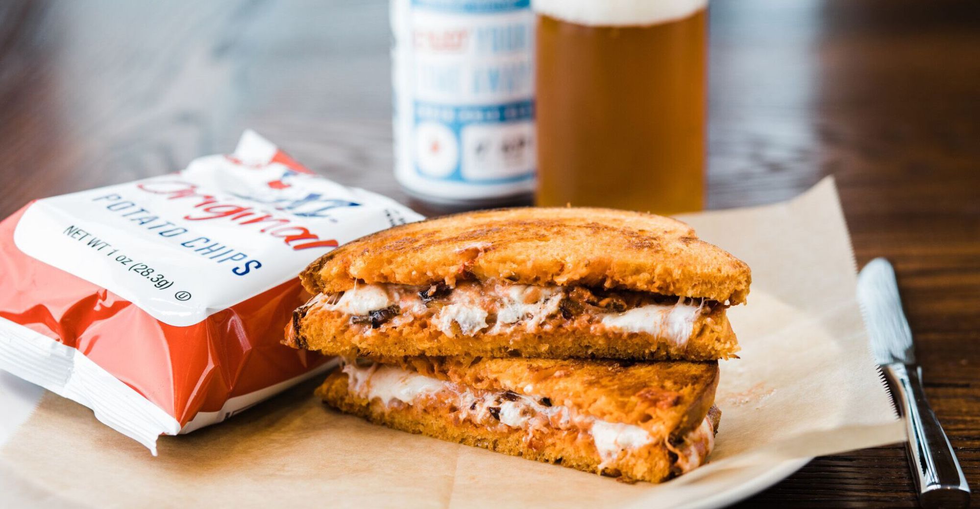 Grilled Cheese, Utz Chips, and Local Beer