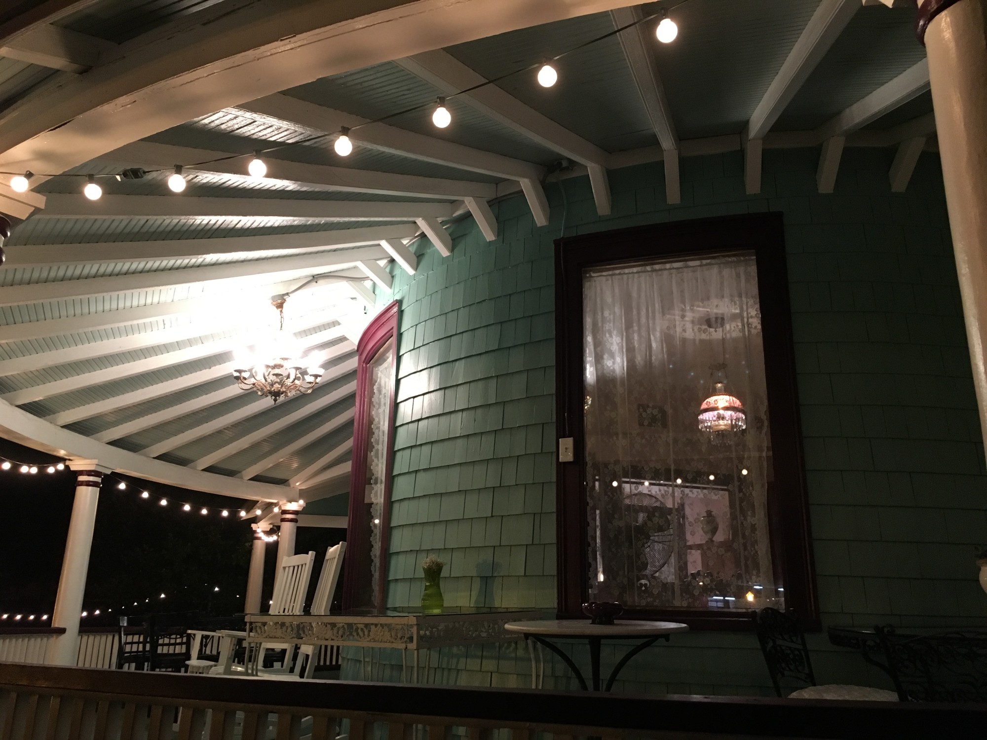 The veranda is lovely for a relaxing evening in the rocking chairs.