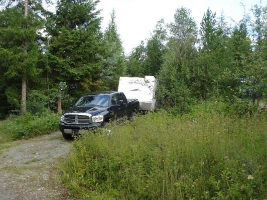 Birch Island campground truck and trailer