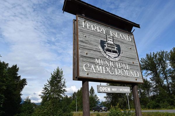 Ferry Island Campground sign