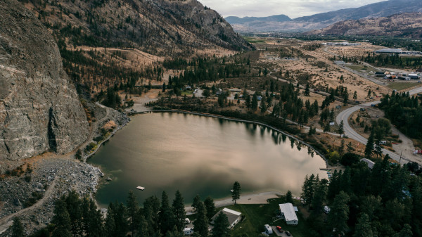 Gallagher Lake | A Parkbridge Camping & RV Resort Beach Drone